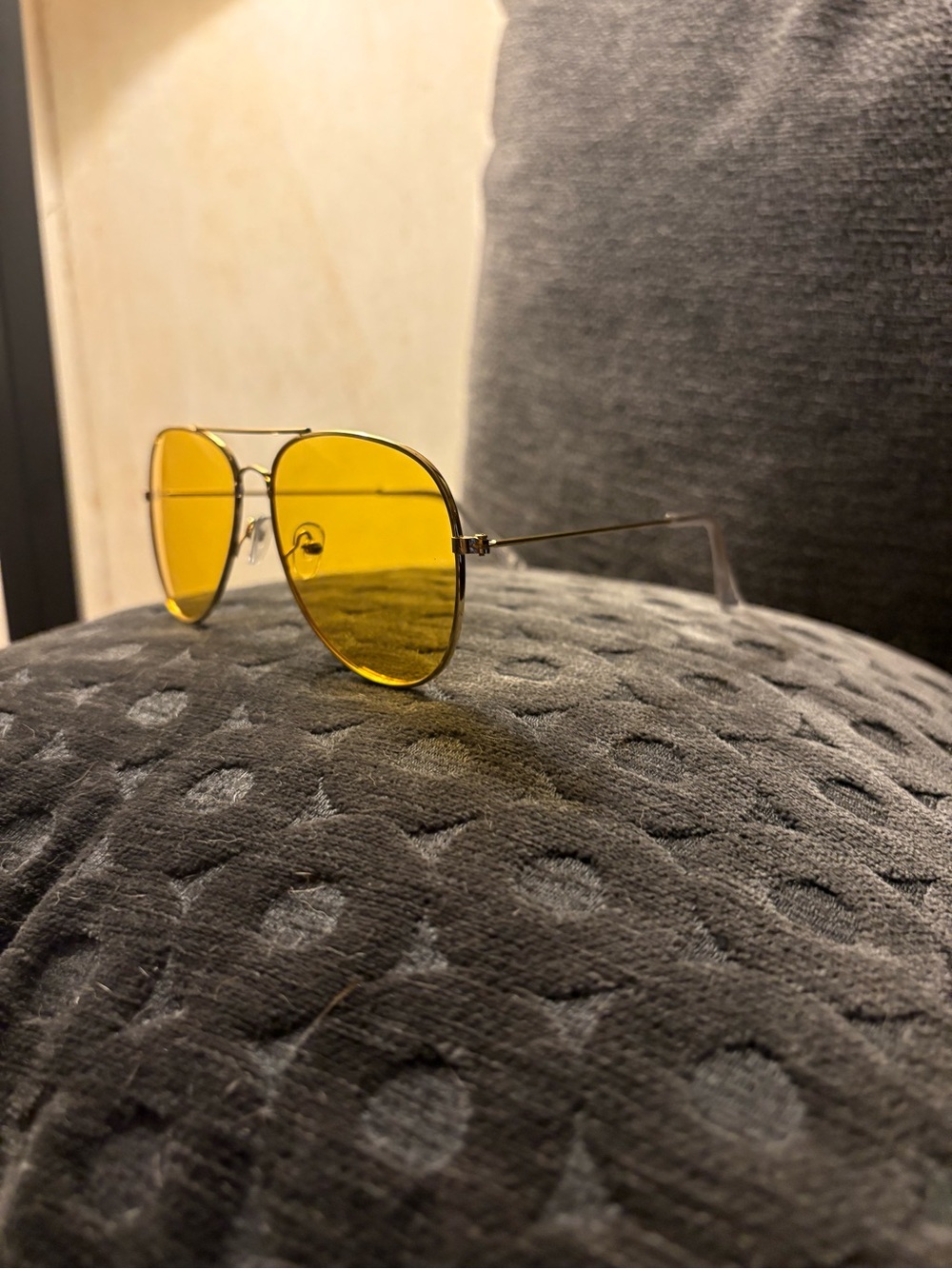 SHEIN Aviator Sunglasses with Yellow Lenses and Gold Frame
